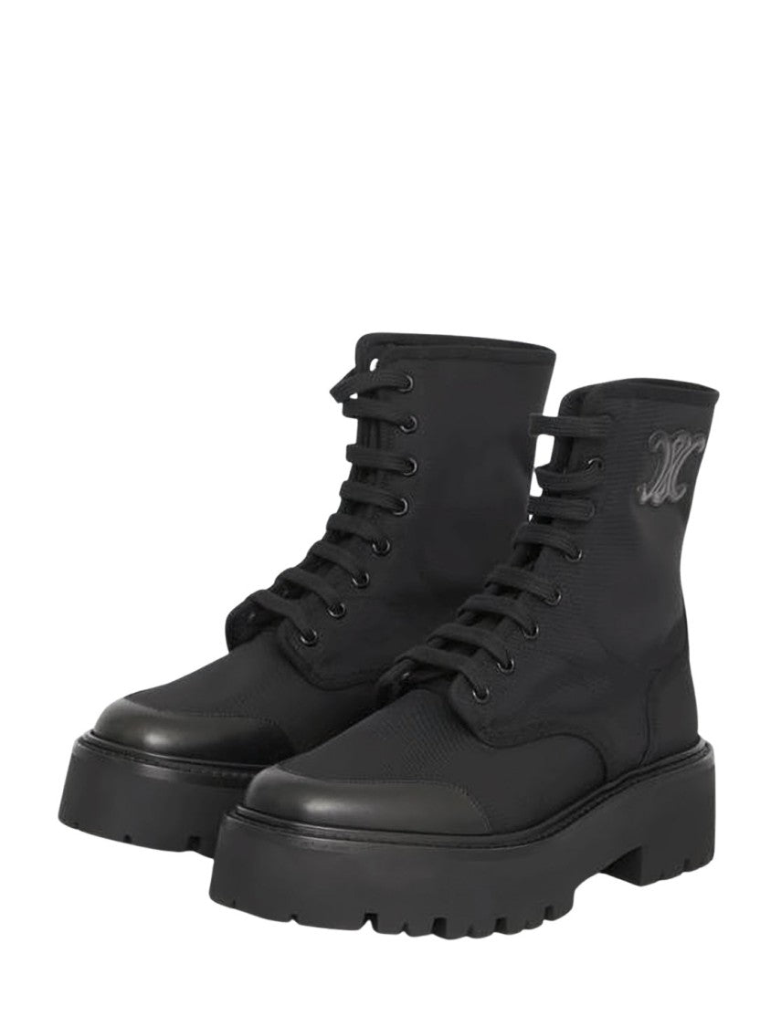 Celine High-Top Lace-Up Boots With Chunky Rubber Sole