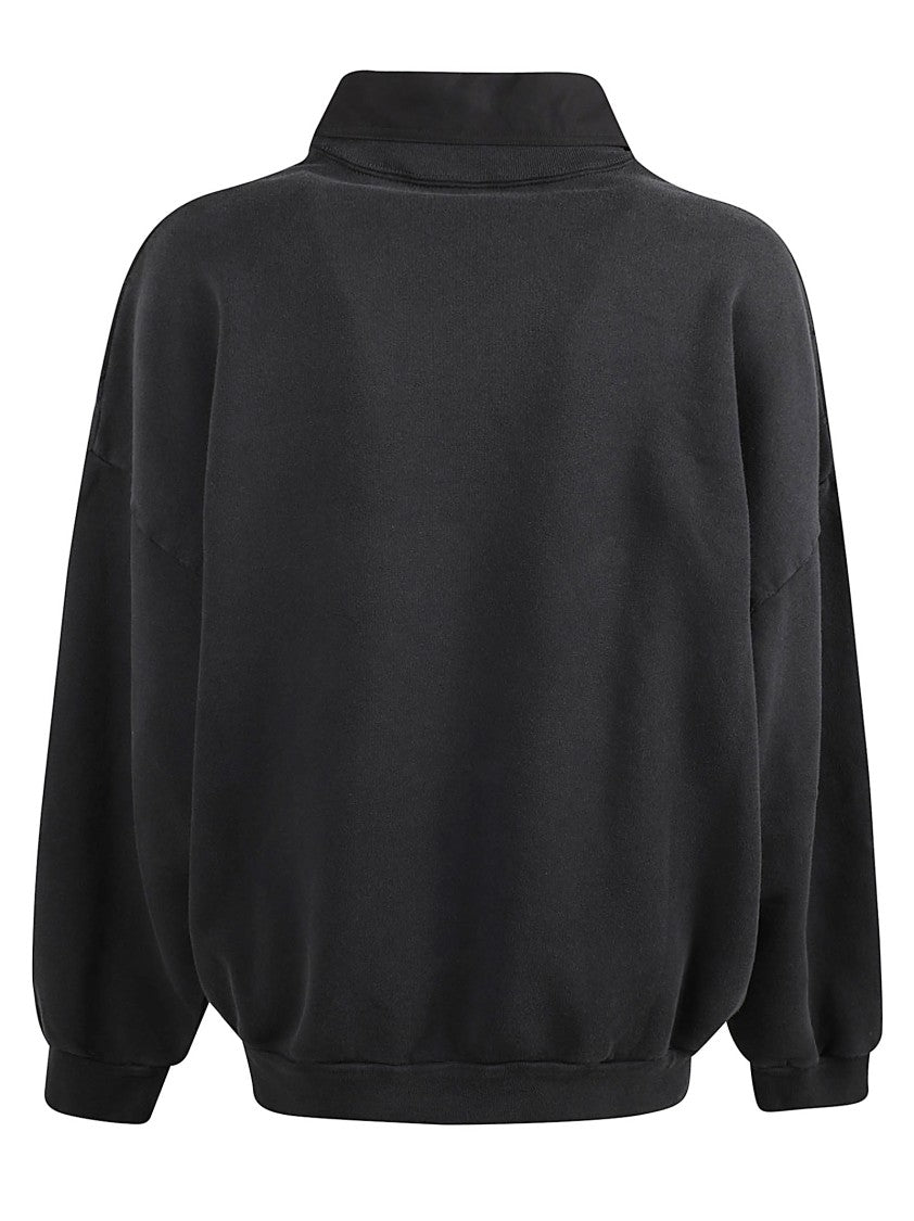 Balenciaga Black Polo Neck Sweater With Embroidered Logo