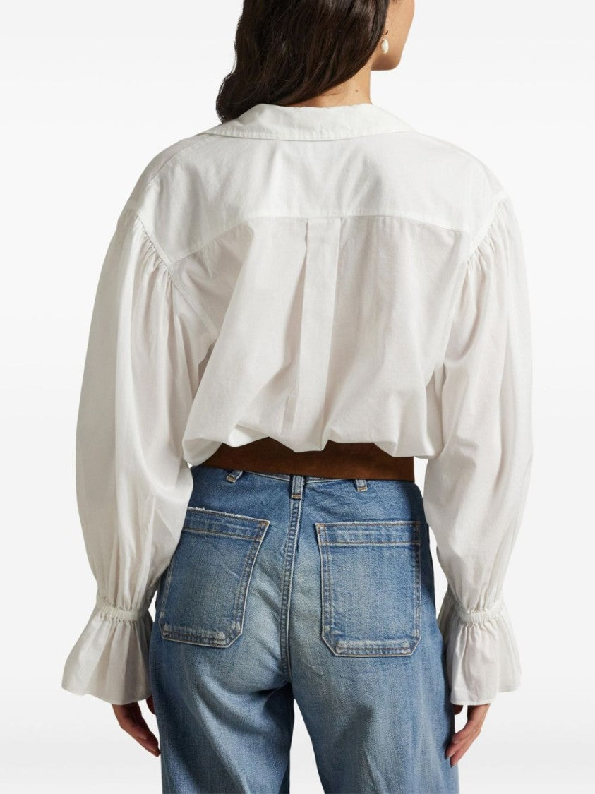 Polo Ralph Lauren Gathered Neckline Blouse With Ruffled Cuffs