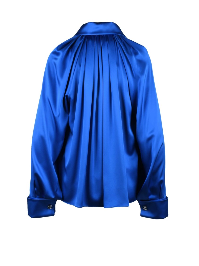 Max Mara Blue Silk Satin Women Shirt