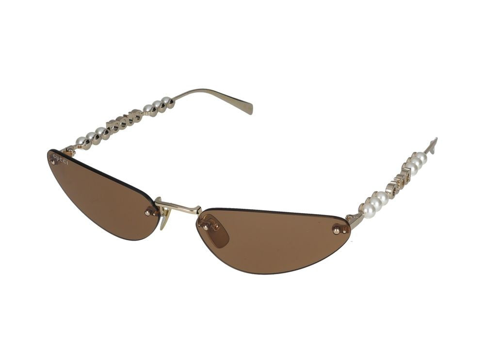 Gucci Gold Pearl Accents Cat-Eye Sunglasses