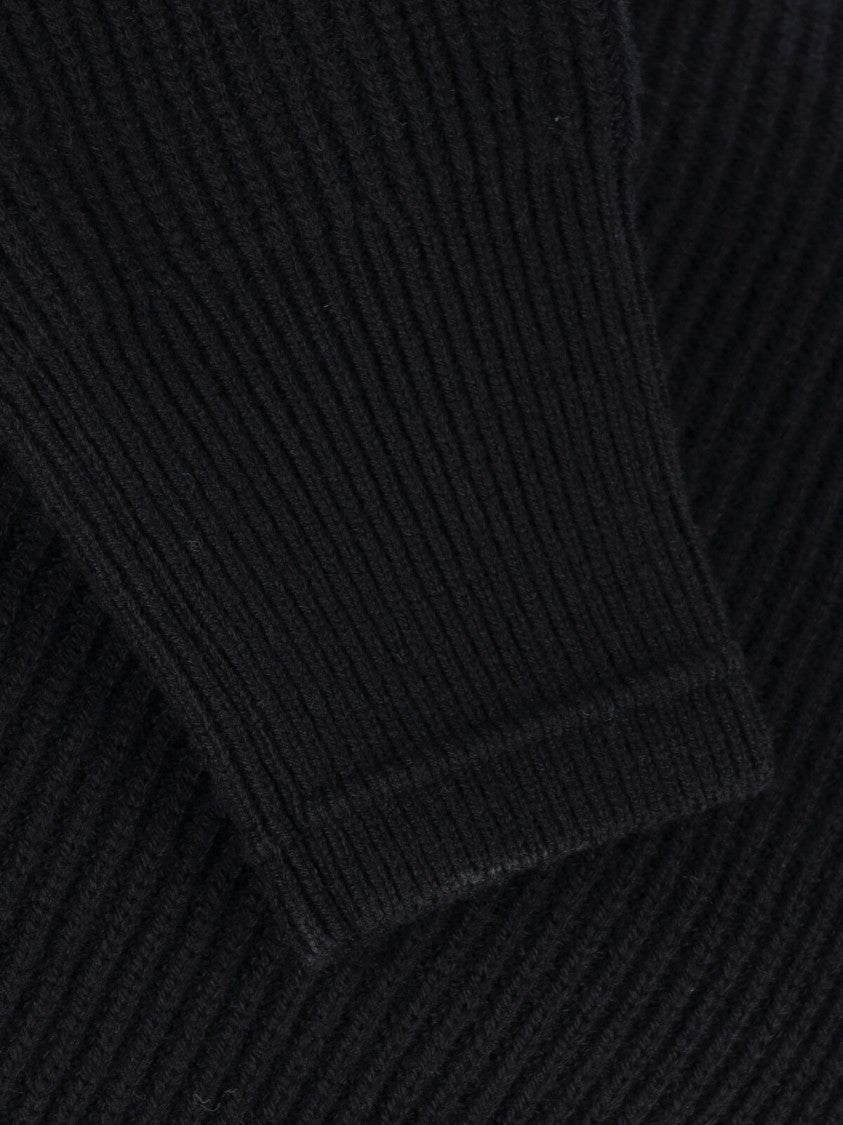 Entire Studios Black Blimp Oversized-Collar Wool Zip Cardigan