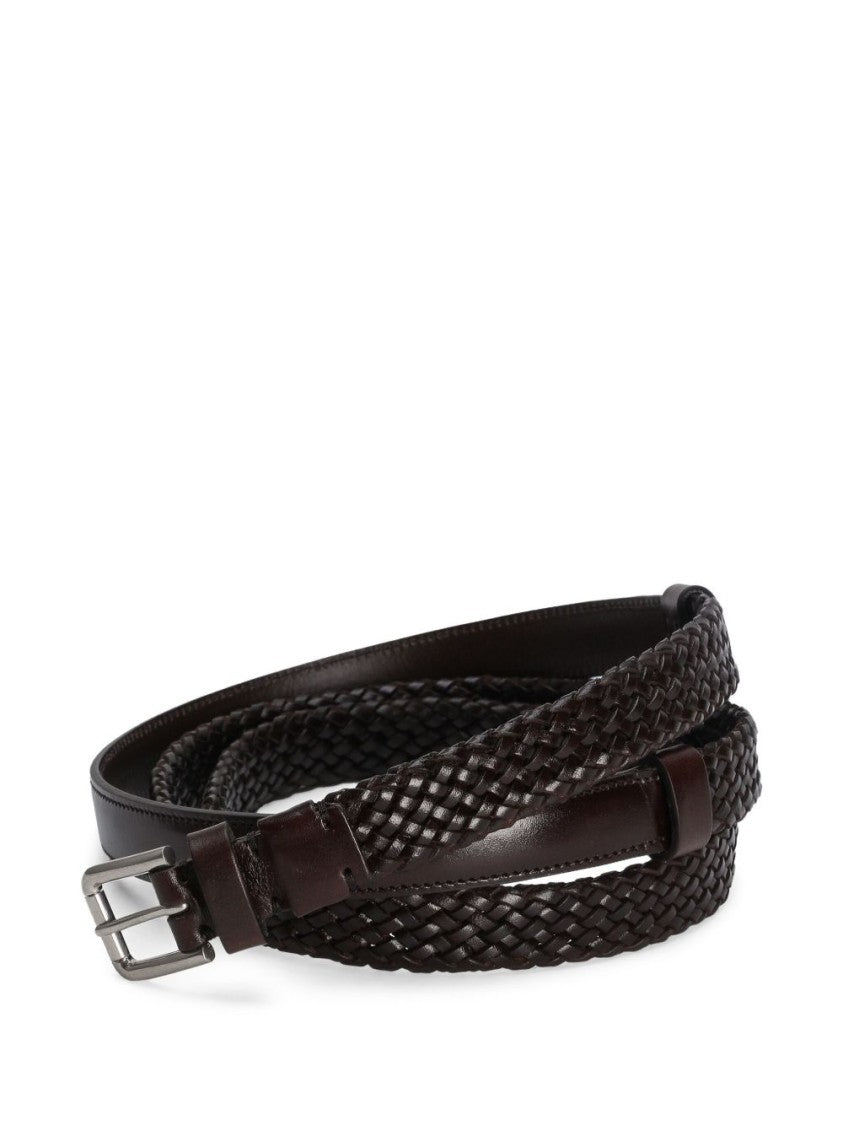 Dolce & Gabbana Woven Design Brown Belt With Pin-Buckle Fastening