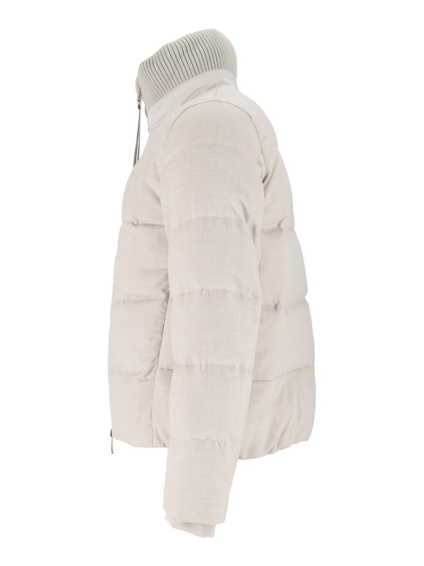 Duno Black Matte Ribbed-Collar High-Neck Down Jacket