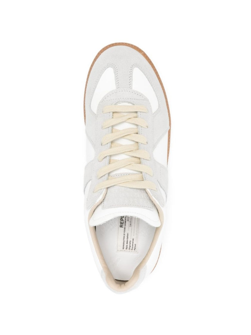 Maison Margiela Low-Top Replica Leather Sneakers With Contrasting Suede Panels