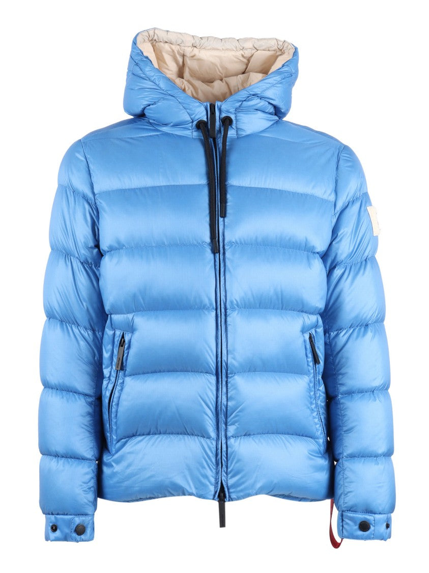 After Label Hooded Puffer Jacket With Horizontal Quilted Padding And Patch Detail