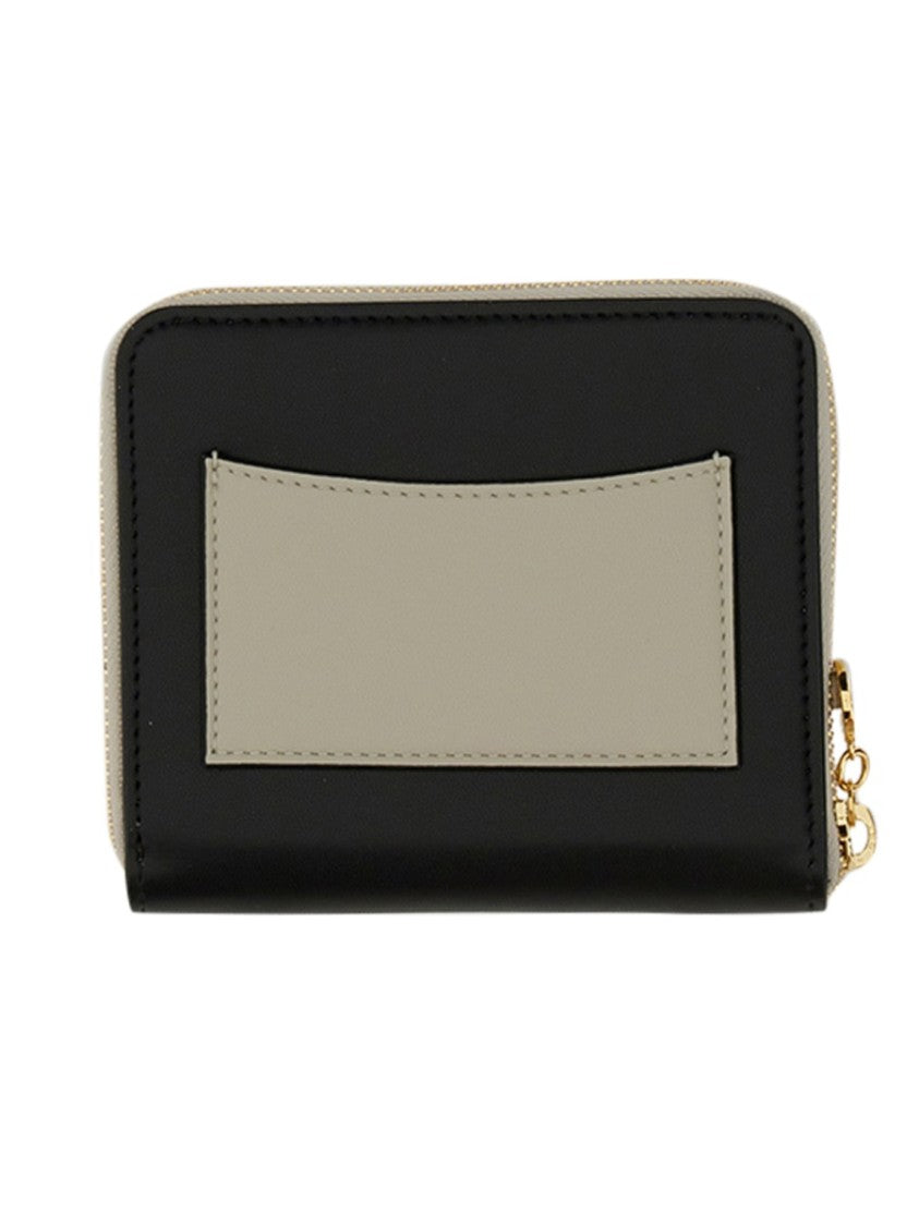 Stella Mccartney Zipped Wallet With Circular Logo And Gold Hardware