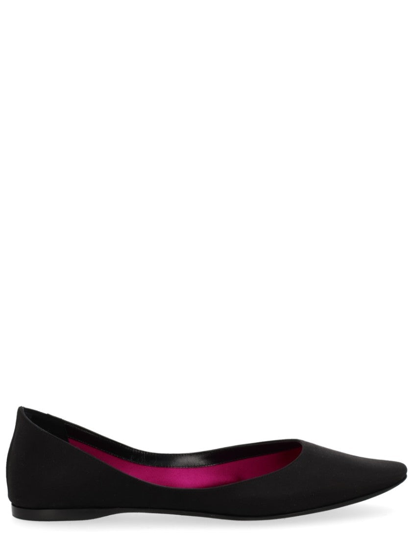 Saint Laurent Magenta Crepe Satin Lou Pointed Flats
