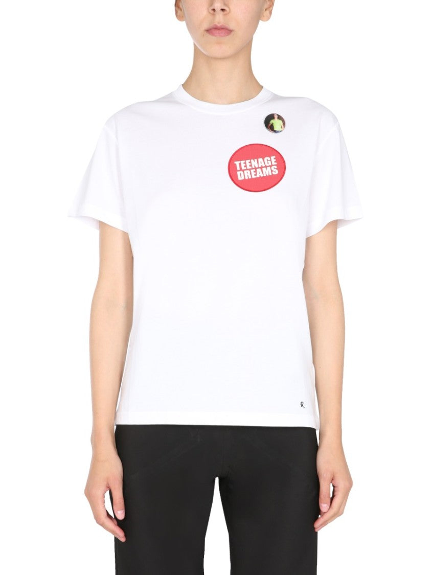 Raf Simons Crew Neck T-Shirt With Graphic Patches