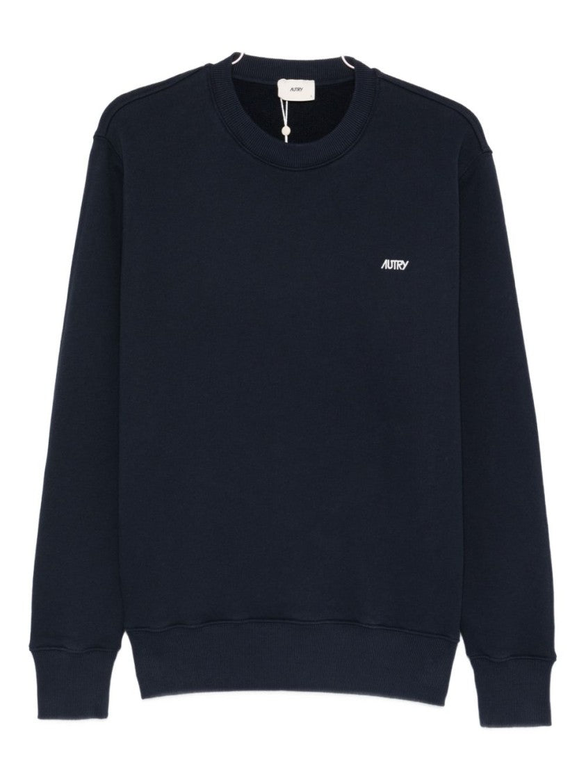 Autry Relaxed-Fit Blue Cotton Sweatshirt With Subtle Logo