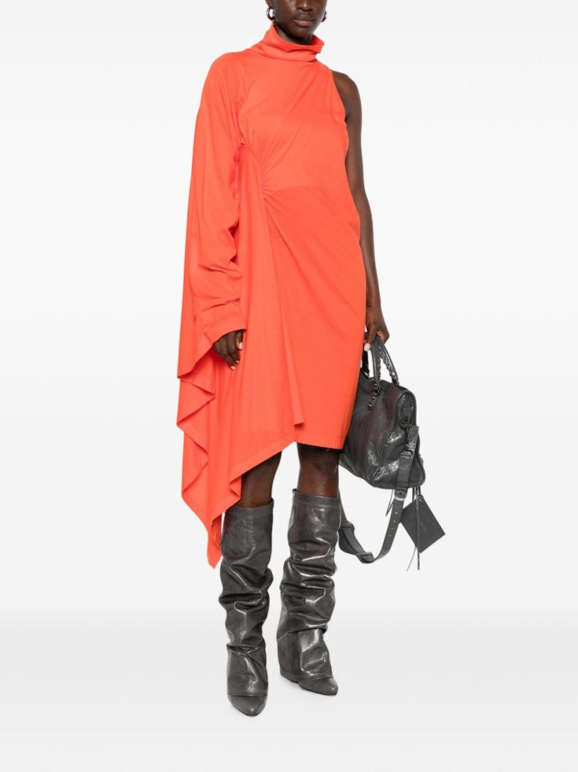 Balenciaga Draped Midi Asymmetric Dress