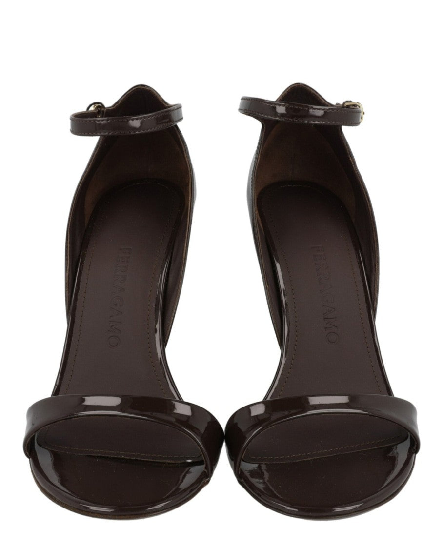 Ferragamo Vidette Patent Leather Wedge Sandals