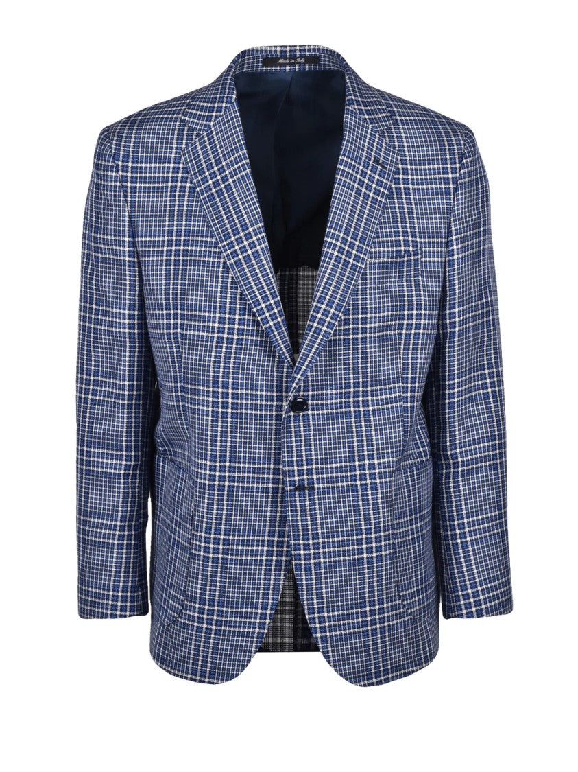 Sartoria Italiana Blue Cotton Linen Jacket