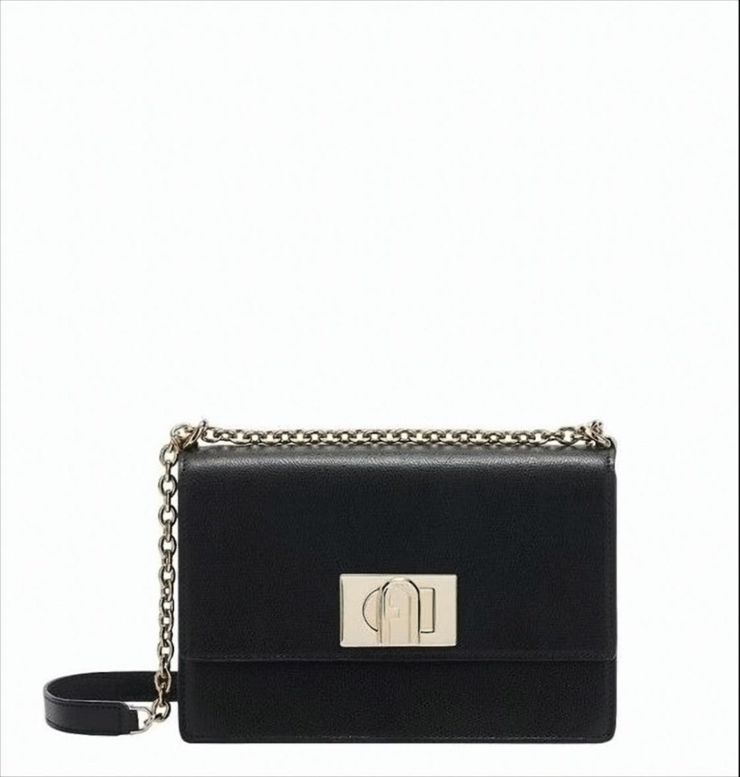Furla Grained Leather Shoulder Bag With Twist Lock