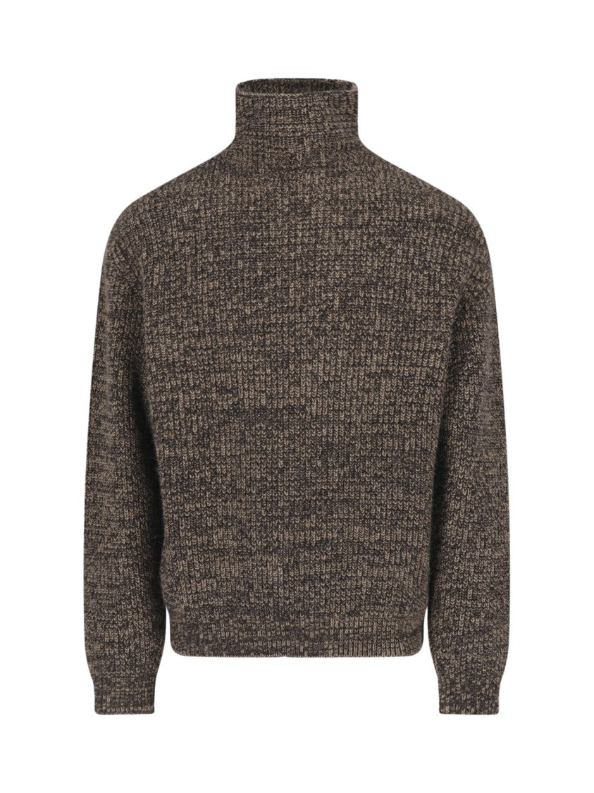 Lemaire Brown High Neck Alpaca-Blend Sweater