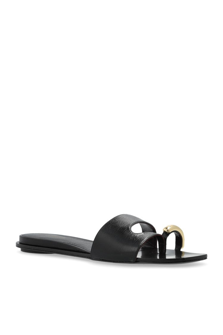 Tory Burch Black Sandals With Gold Accent