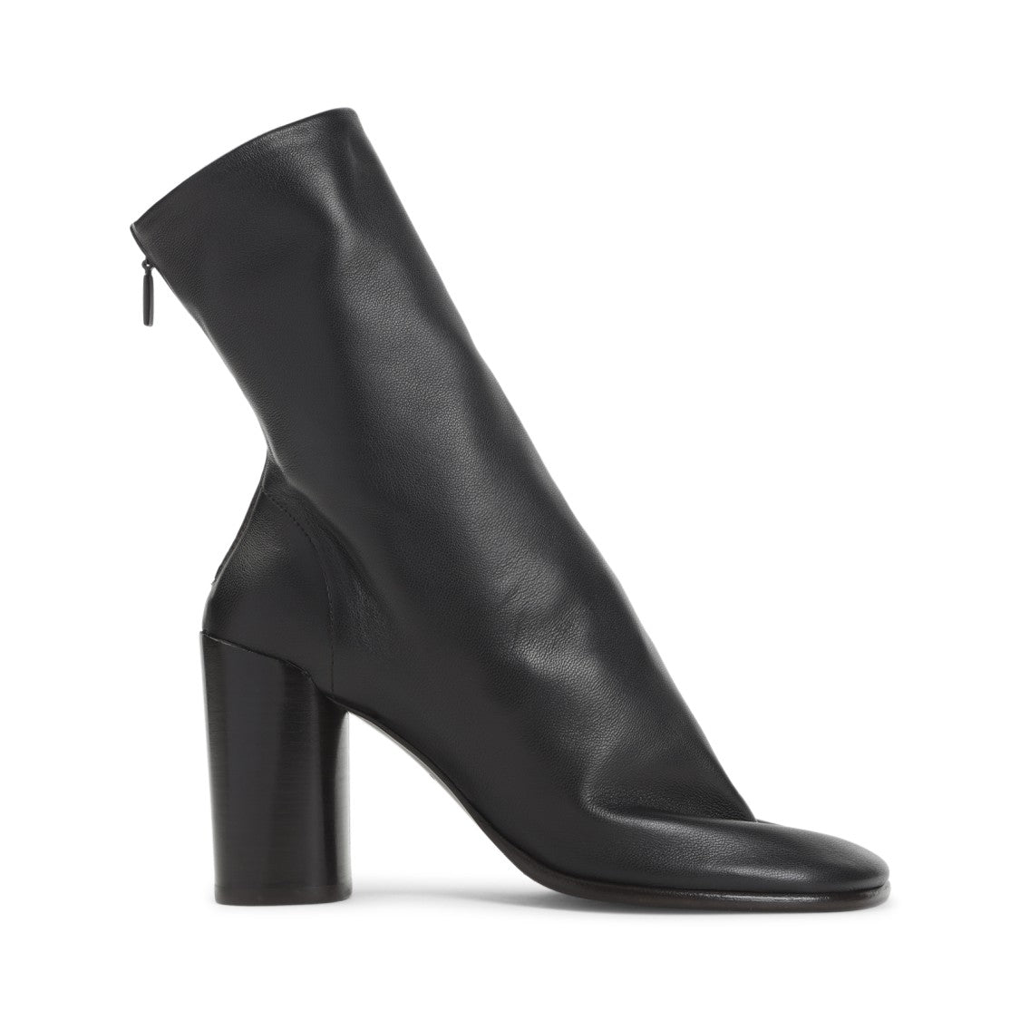 Lemaire Mid-Calf Black Lamb Leather Boots With Block Heel