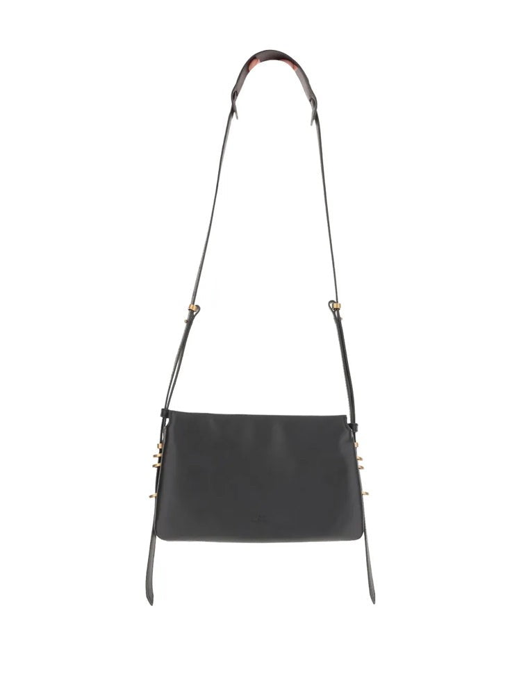 Pinko Rectangular Crossbody Bag In Smooth Black Leather With Gold-Tone Hardware
