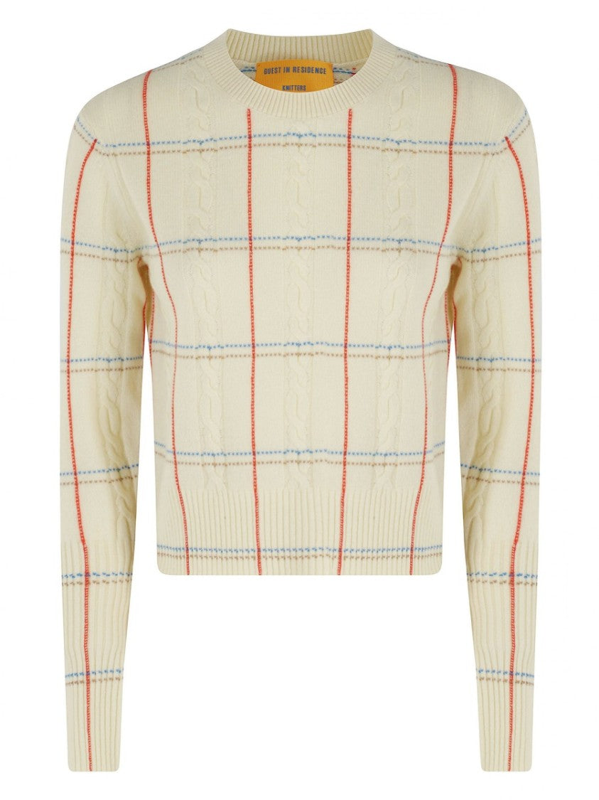 Guest In Residence Shrunken Slim Fit Cable Knit Sweater