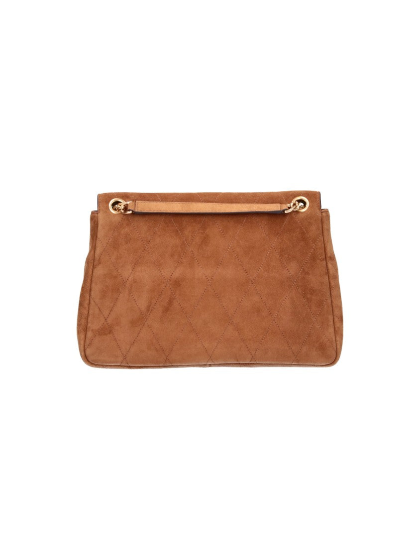Tory Burch Brown Charlie Suede Flap Shoulder Bag