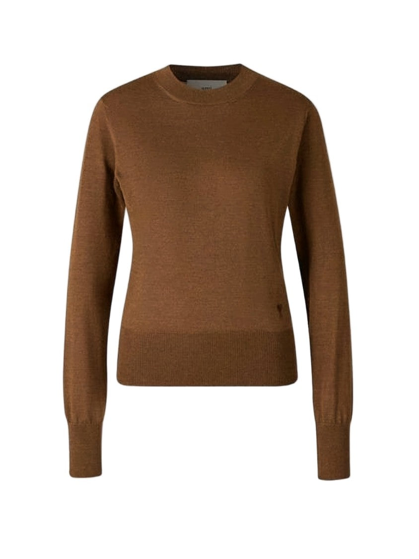 Ami Paris Crew Neck Sweater With Ribbed Cuffs