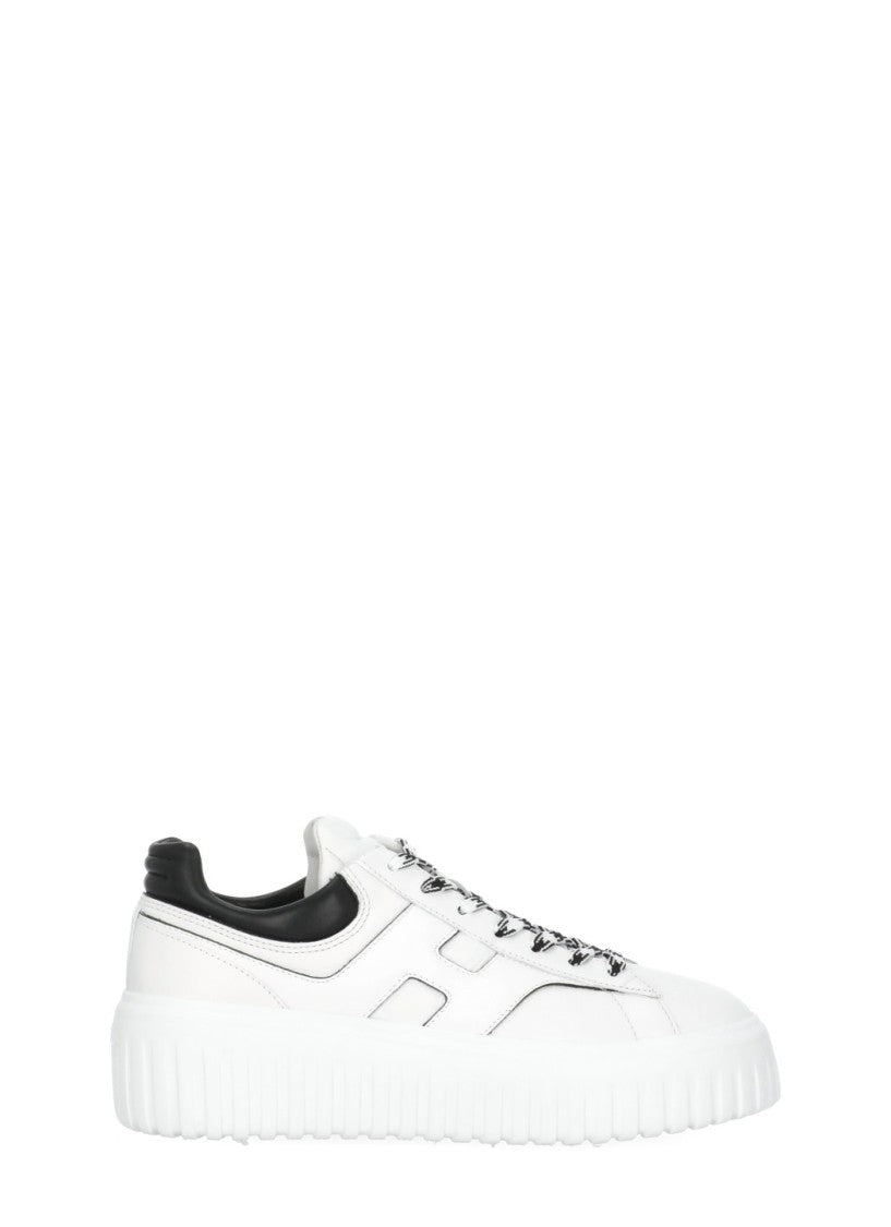 Hogan White H-Stripes Leather Sneakers