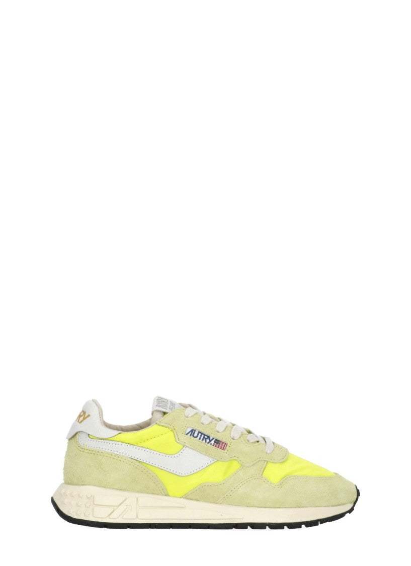 Autry Yellow Reelwind Low Suede-Blend Sneakers