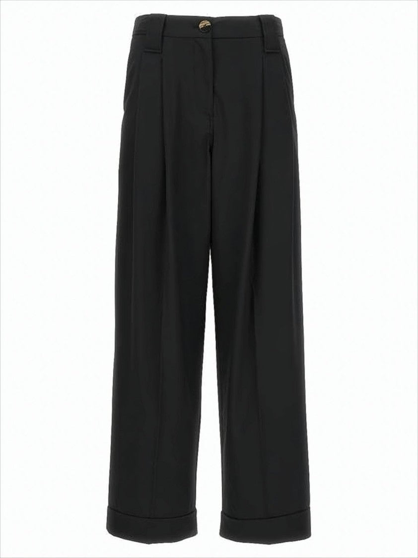Ganni Tailored Wide-Leg Suit Pants With Front Pleats