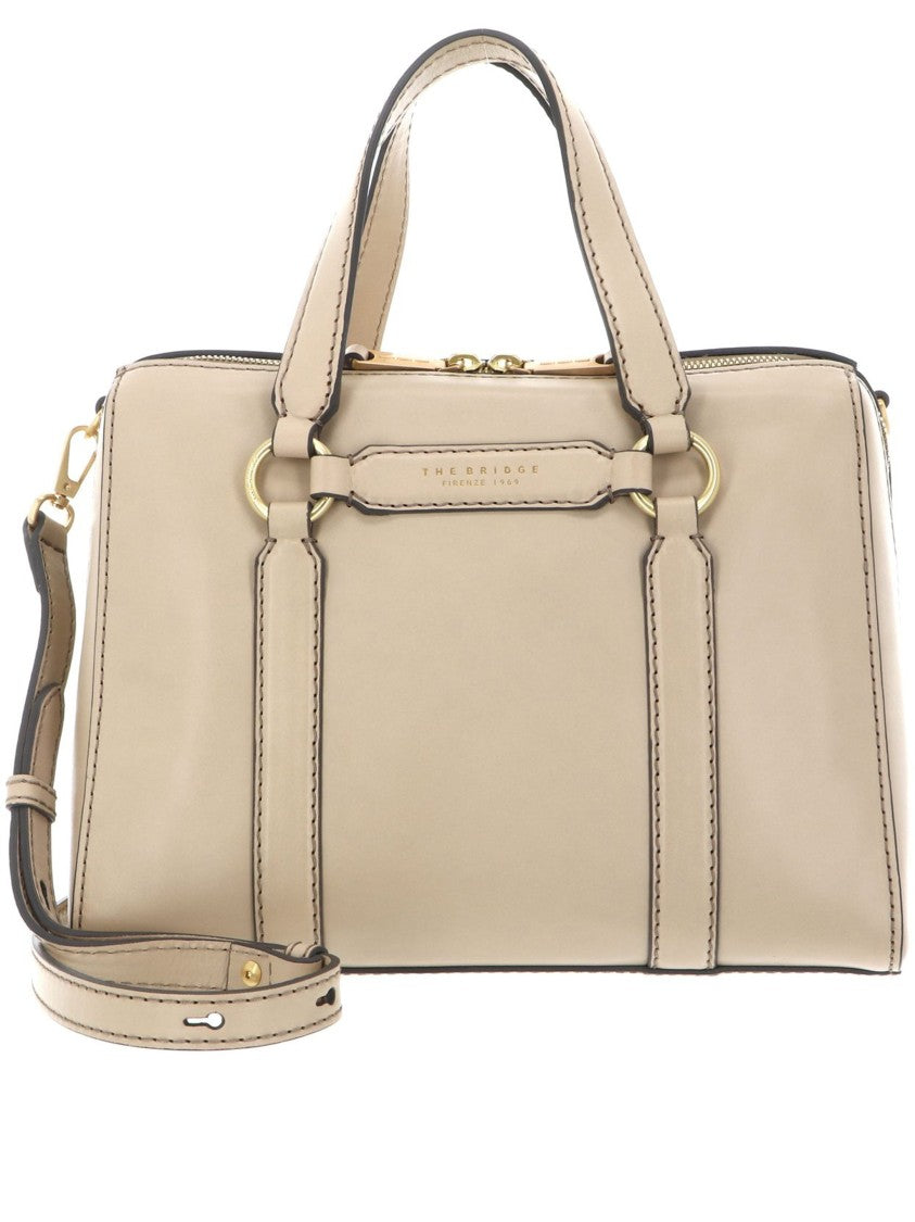 The Bridge Black Handbag W/Shoulder Structured Leather Handbag