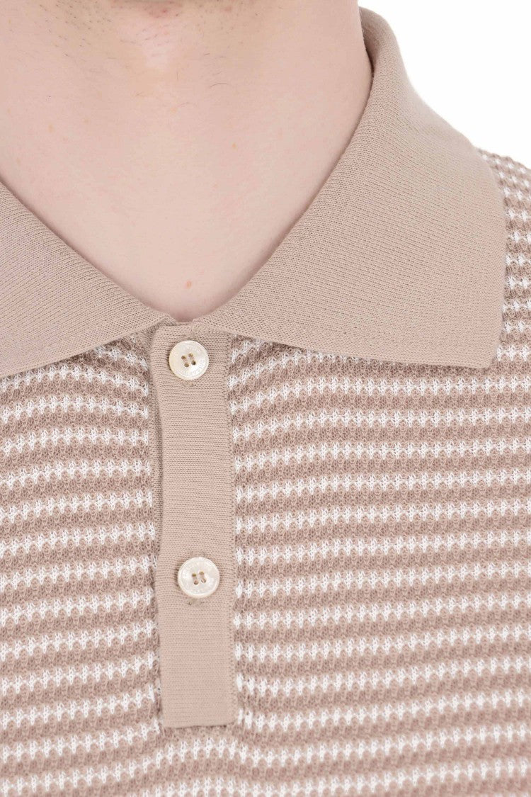 Ballantyne Beige Textured Cotton Polo Shirt