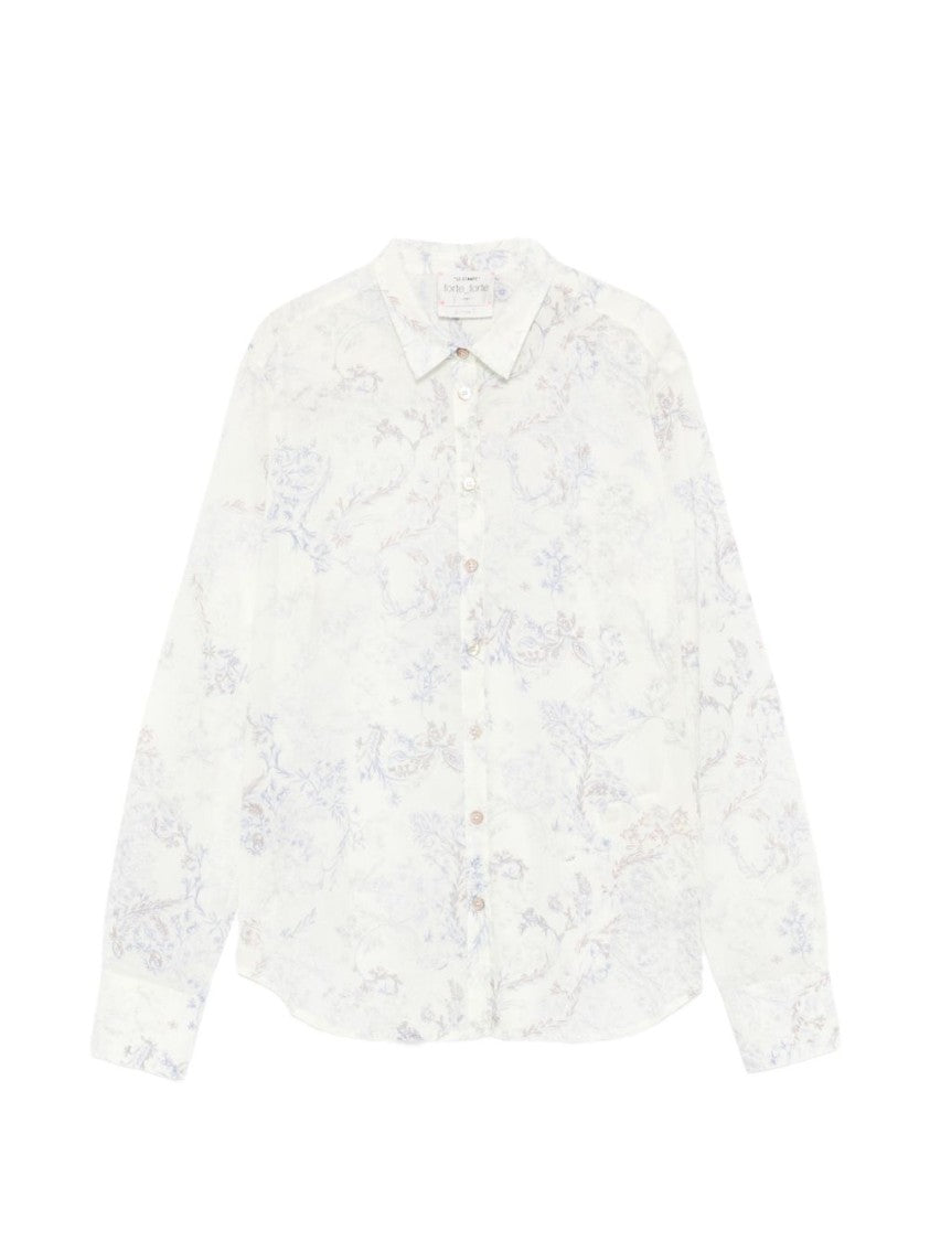 Forte Forte Semi-Sheer Lilac Floral Shirt With Classic Collar