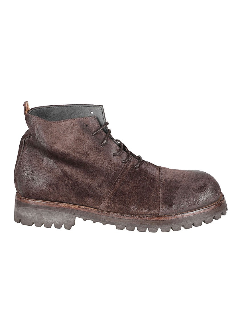 Moma Rugged Low Boots With Distressed Calf Leather Upper