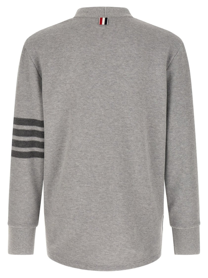 Thom Browne Honeycomb Knit Cardigan With 4Bar Intarsia And Asymmetrical Hem