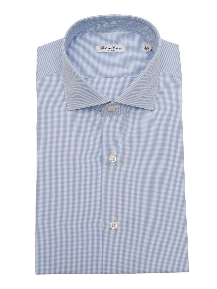 Sartoria Del Campo-Sonrisa Light Blue Micro Check Casual Shirt