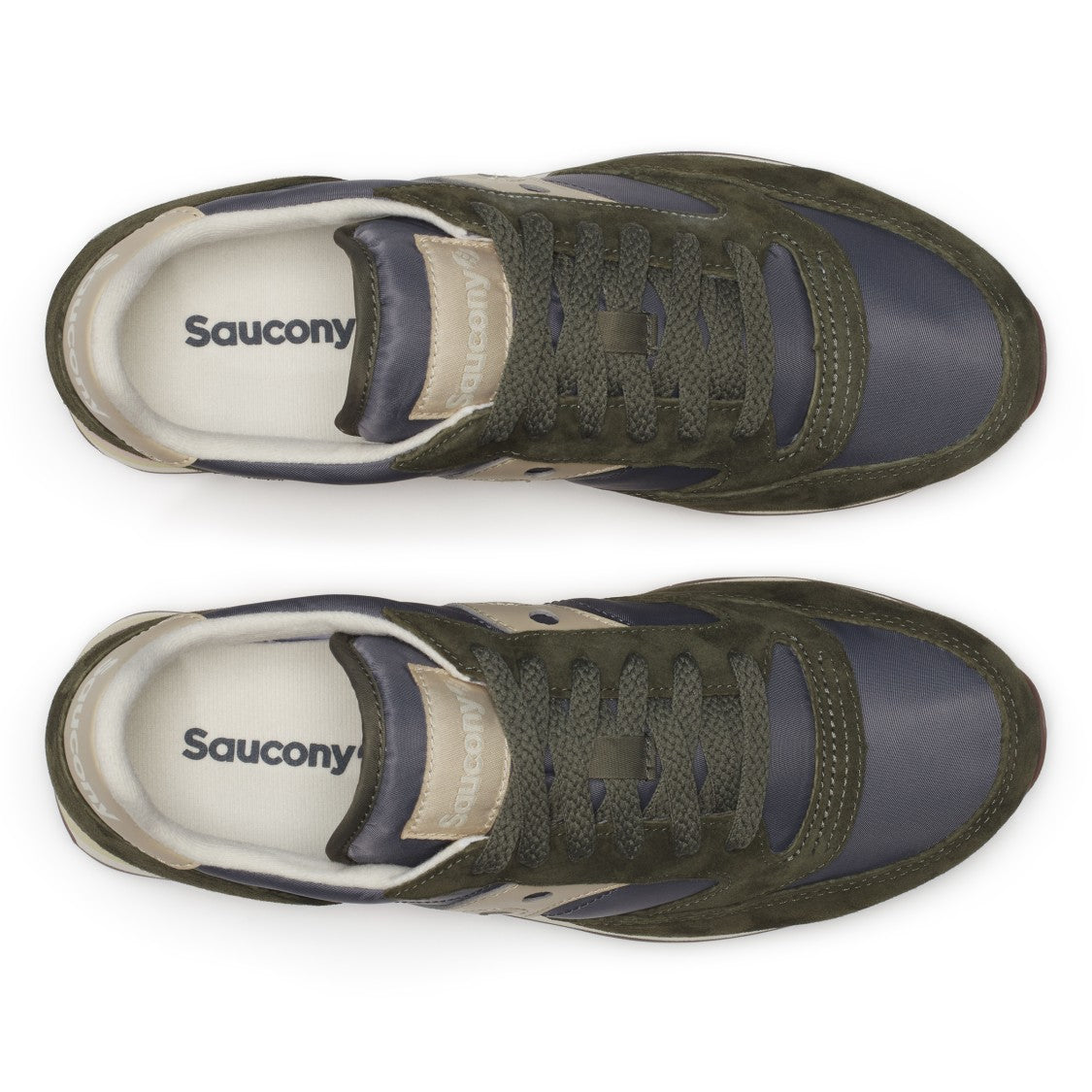 Saucony Olive Green Suede And Fabric Sneakers
