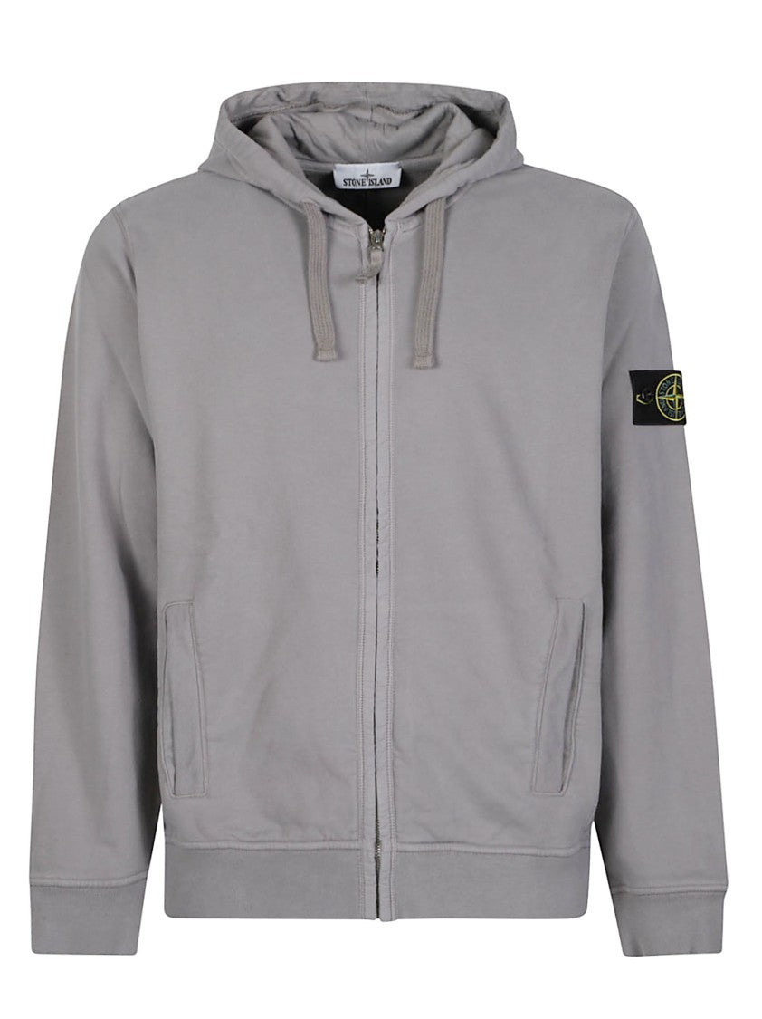 Stone Island Full-Zip Hooded Cotton Sweatshirt