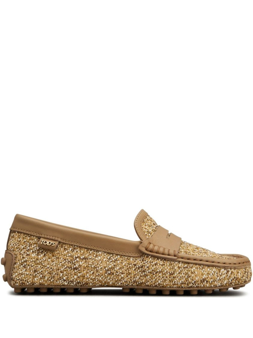 Tod's Textured Upper Slip-On Moccasin Shoes With Rubber Studded Sole