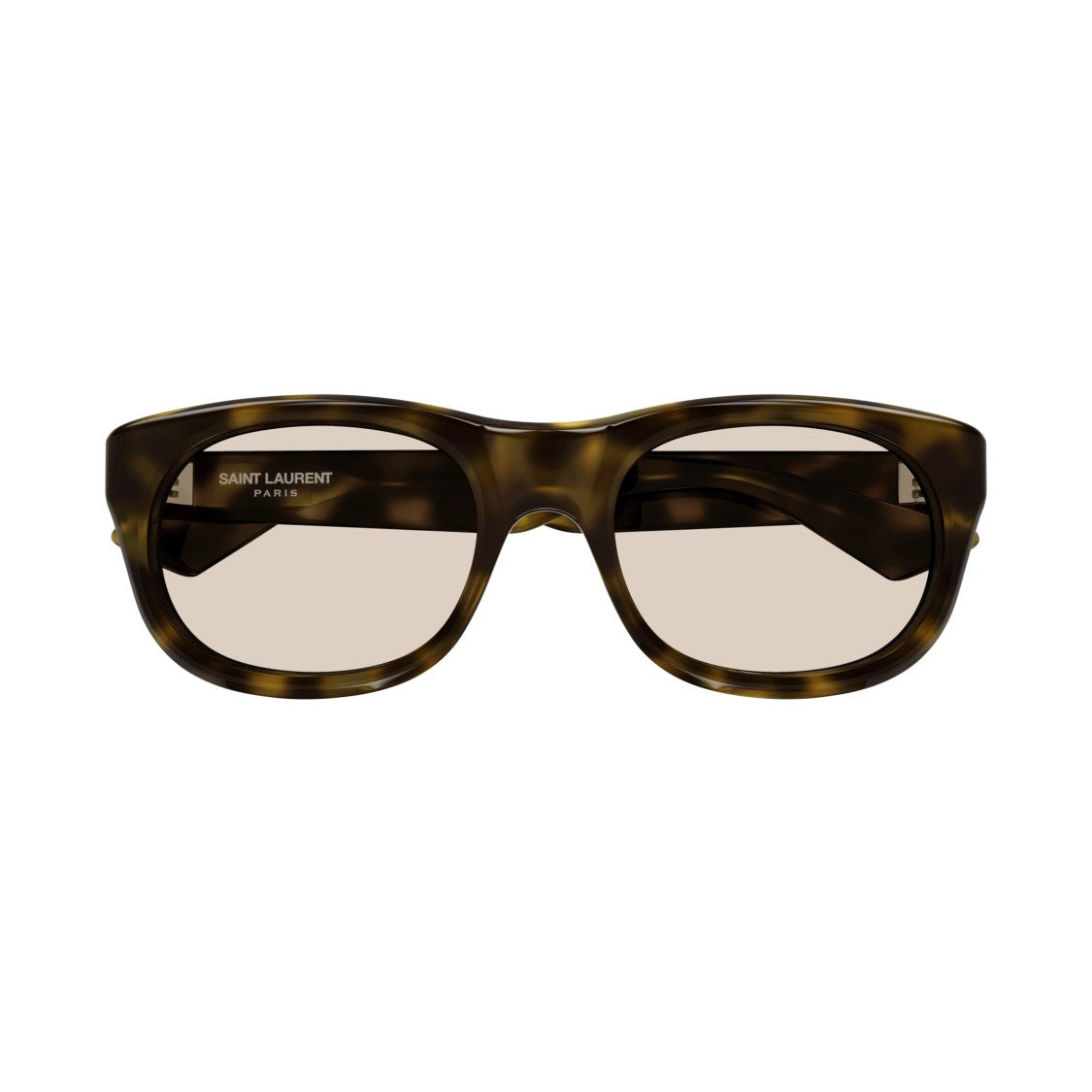 Saint Laurent Bold Rectangular Tortoiseshell Sunglasses With Glossy Finish