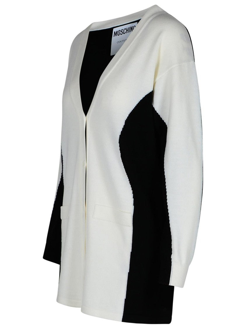 Moschino White Virgin Wool Cardigan