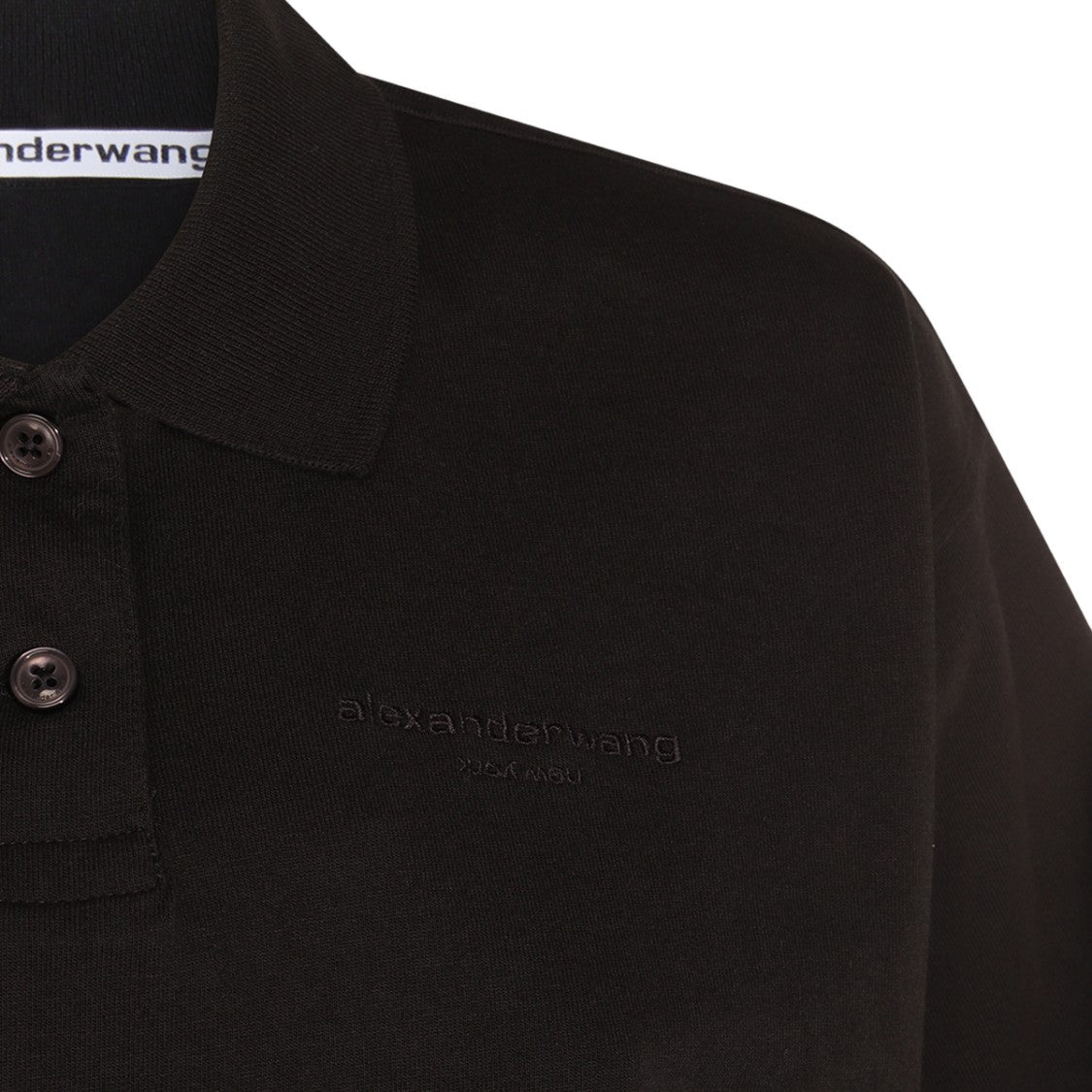 Alexander Wang Cropped Black Polo Shirt With Classic Collar
