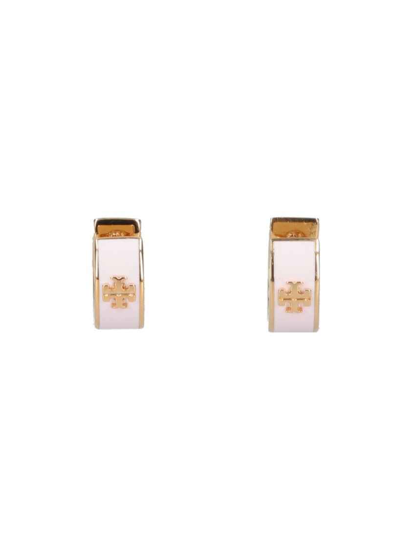 Tory Burch 'Kira Huggie' Earrings – Gold & White