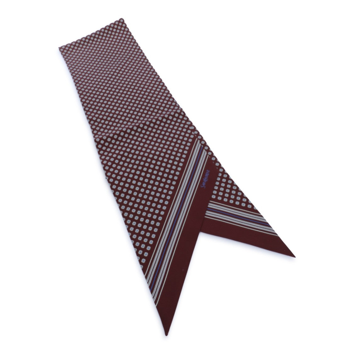 Saint Laurent Burgundy Geometric Silk Scarf