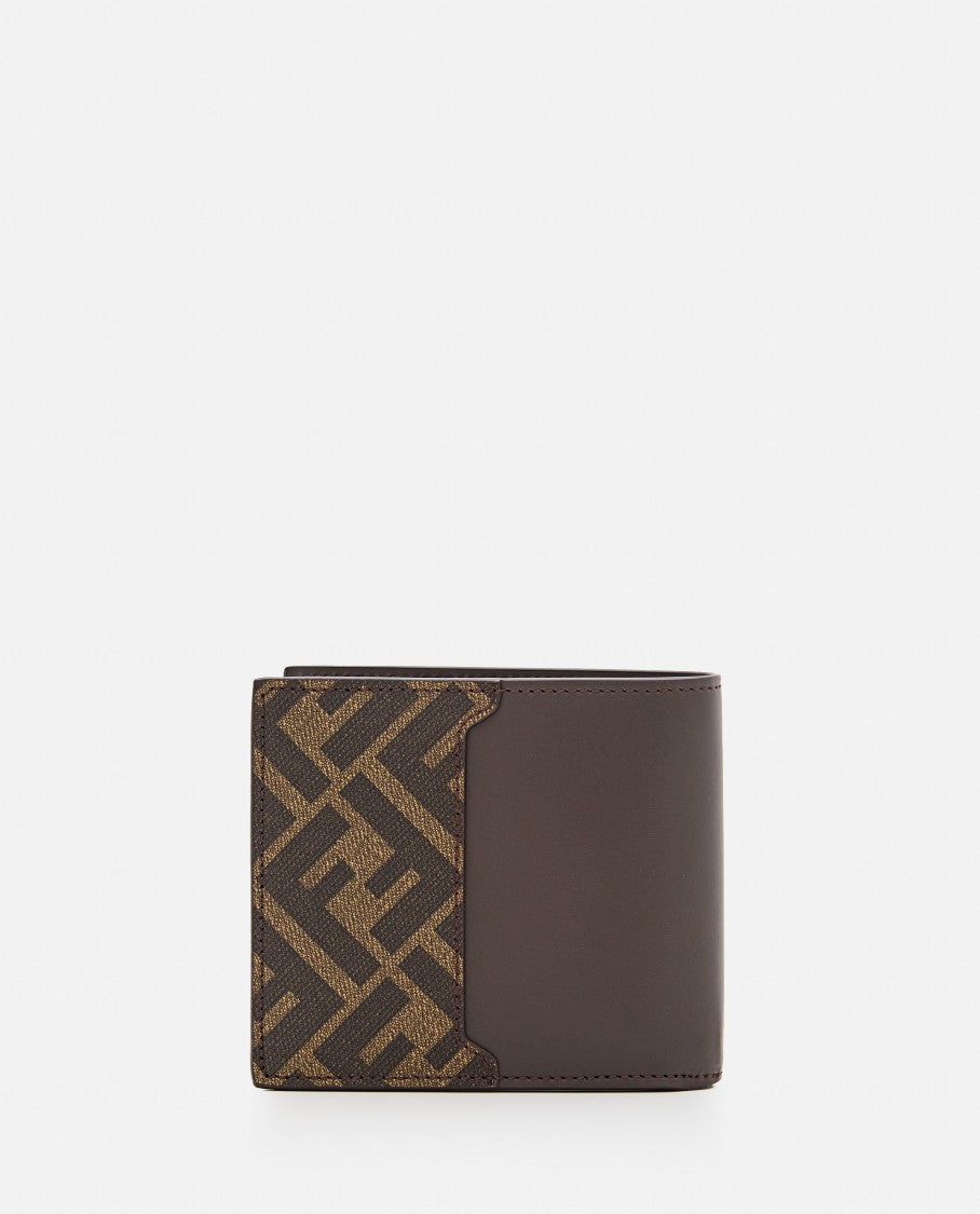 Fendi Brown Ff Jacquard Billfold Wallet With Metal Logo