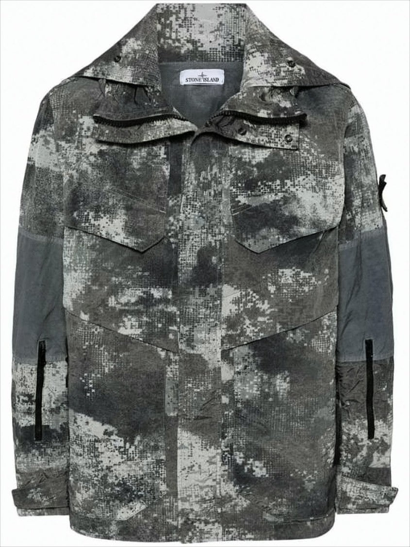 Stone Island Digital Camouflage Jacket With Structured Collar