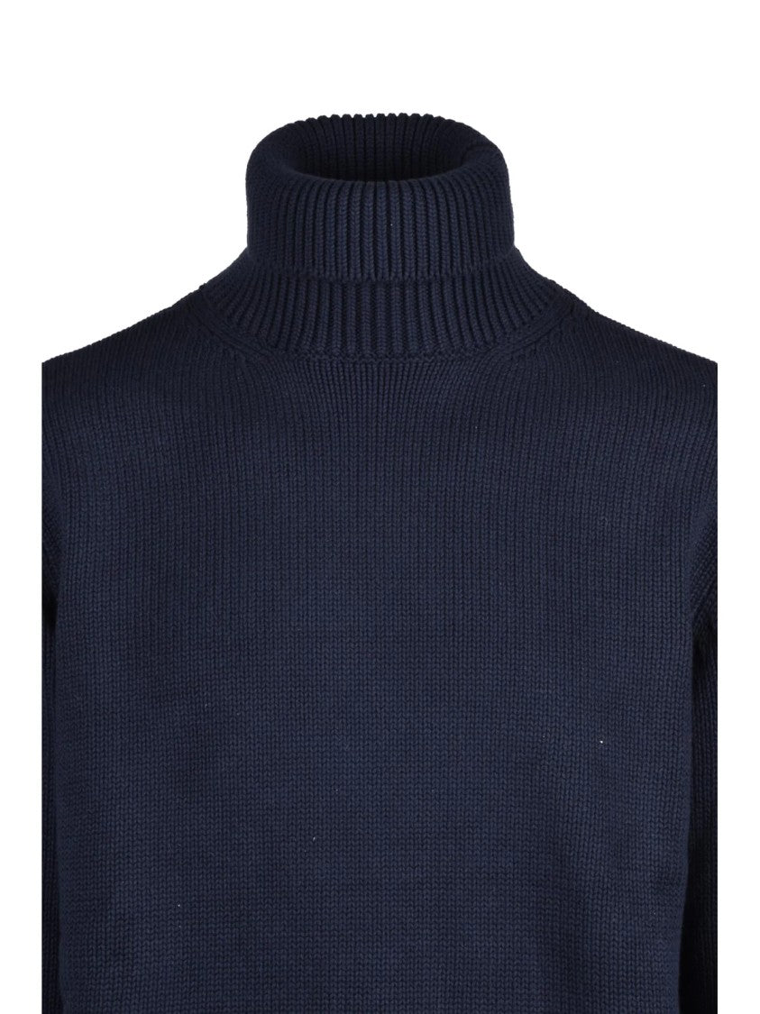 Add Ribbed Knit Turtleneck Sweater In Deep Navy