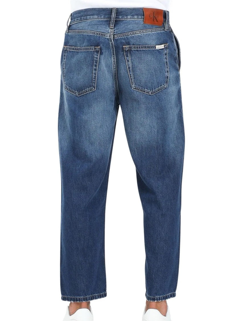 Calvin Klein Jeans Blue Cotton-Blend Tapered Jeans