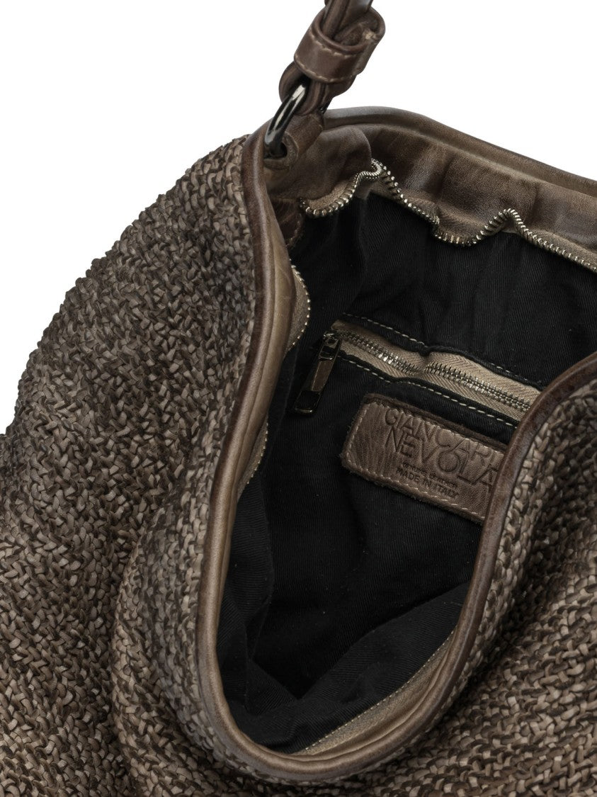 Giancarlo Nevola Textured Woven Large Shoulder Bag With Smooth Leather Back And Unique Design