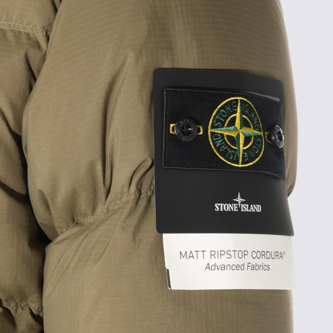 Stone Island Padded Brown Jacket With Quilted Design And High Collar