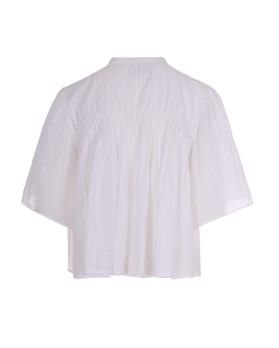 Isabel Marant Étoile Lightweight Cotton Voile Top With Smocked Detailing