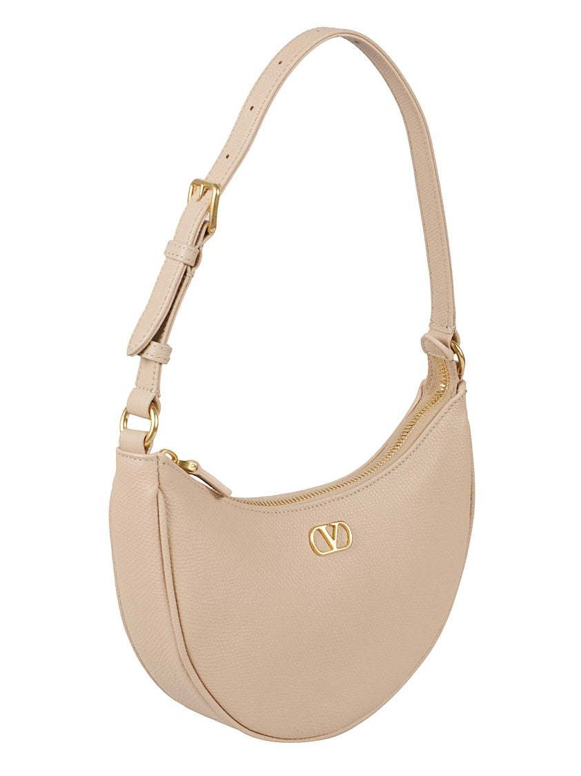 Valentino Garavani Crescent-Shaped Handbag In Textured Calf Leather